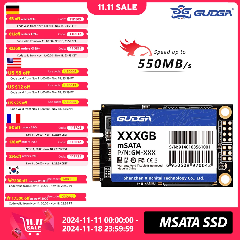 GUDGA msata ssd SATAIII 120gb solid disk 240gb 512gb1tb 2tb hdd Internal Solid State Hard Drive Disk for Desktop Laptop Computer