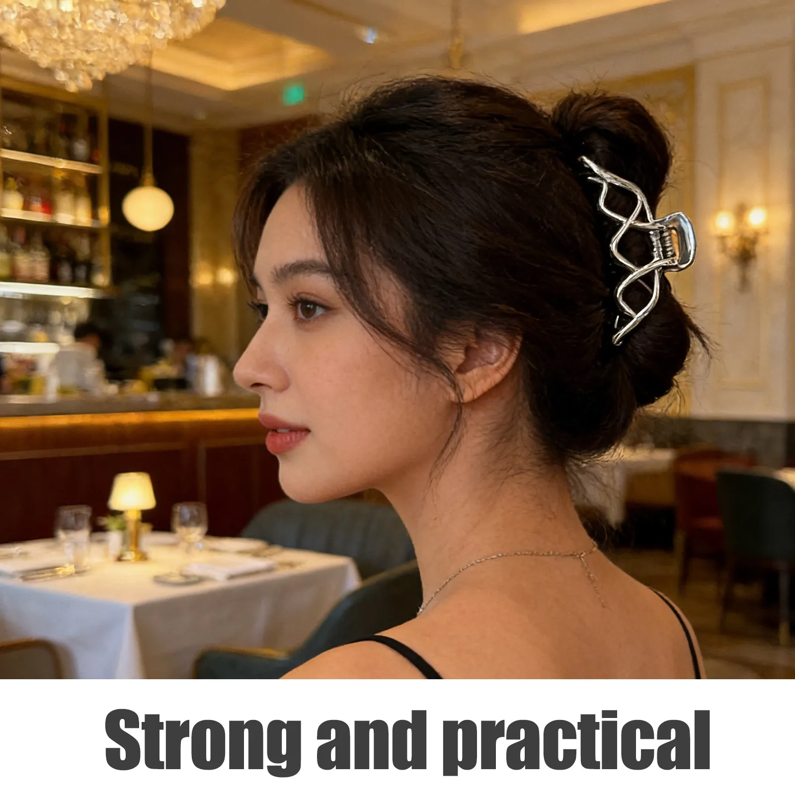 

3Pcs Wave Hair Claw Clip Metal Hair Jaw Clamps Non-Slip Strong Hold Large Barrette Clips for Women Wedding Daily Styling