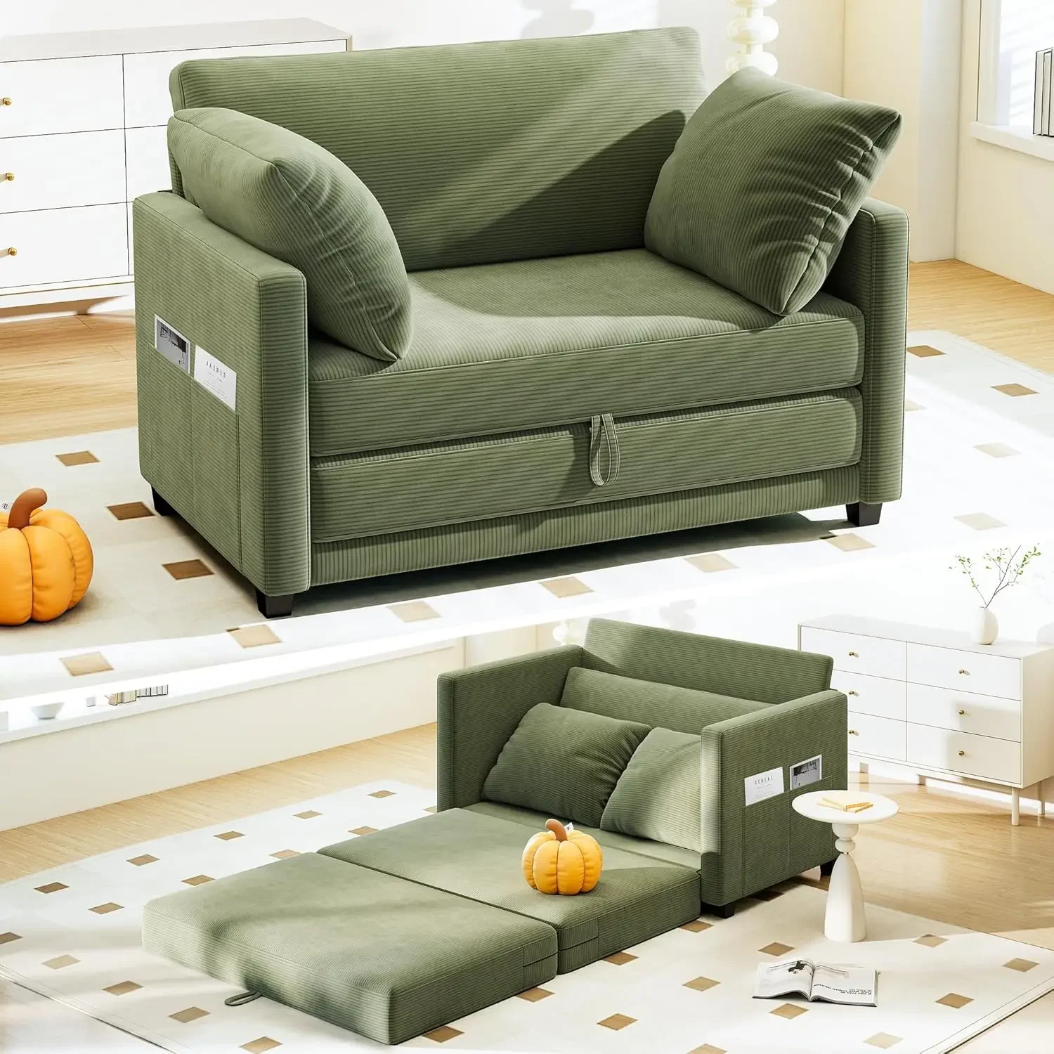 

Бестселлер: раскладной диван-кровать 51 дюйм, 2-в-1, с 2 подушками, для небольших помещений, современный диван-кровать-софа