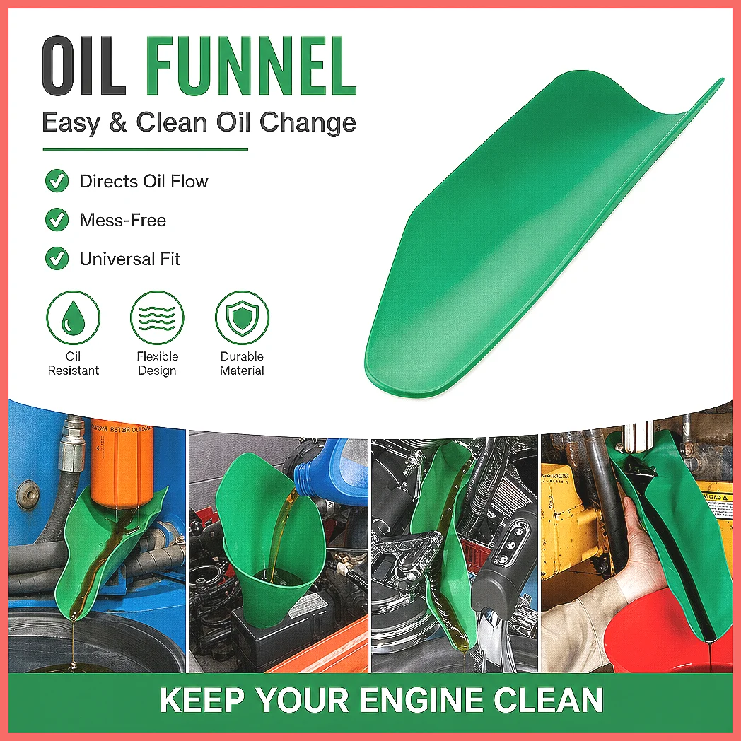 Flexible Any Shape Funnel Oil Guide Plate, Foldable Multifunctional Drainage Tool for Leak-Proof Oil Change, Universal Car Mo