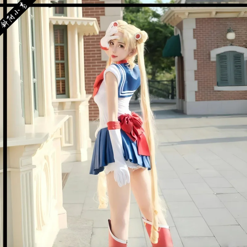 Anime Sailor Moon Cosplay Costume Tsukino Usagi Uniform Dress Outfits Wig Cosplay for Women Girls Carnival Party Set