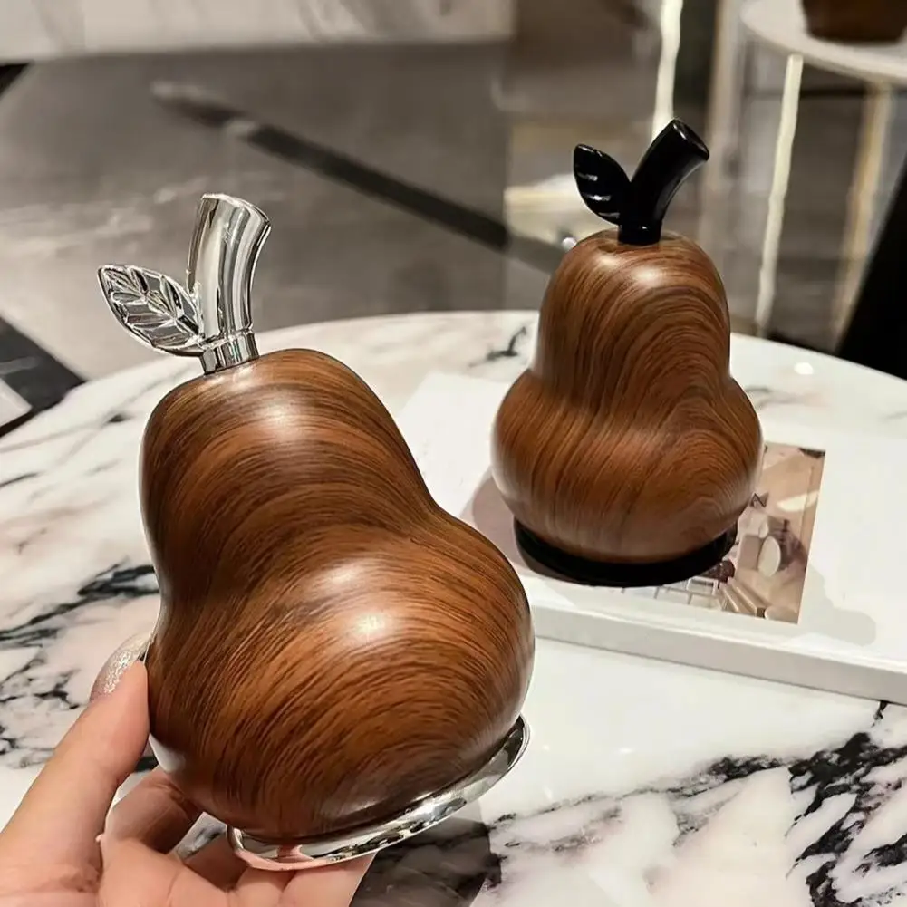 Pear Shaped Toothpick Dispenser Wood Grain Pear Toothpick Dispenser Dental Floss Holder Desktop Organizer Container for Home
