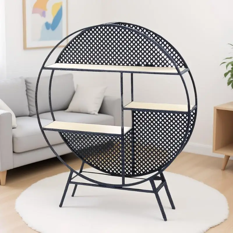 Chinese Style Round Storage Rack Model, 1Pcs 1:12 Miniature Dollhouse Furniture Decoration Accessory