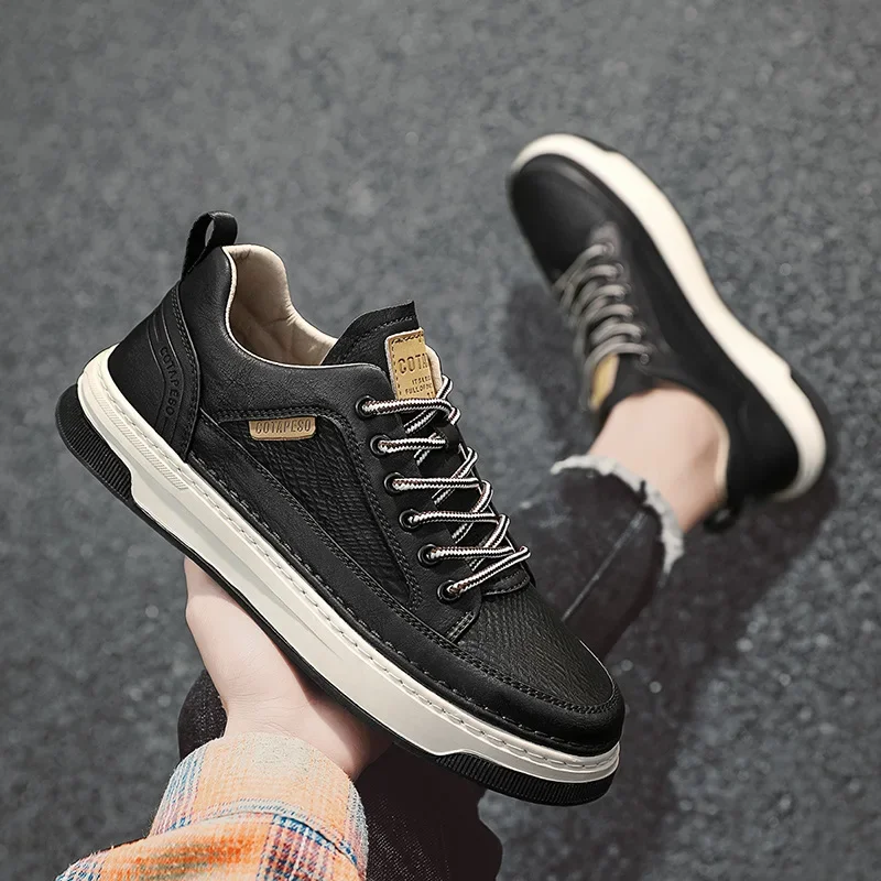 

Brand Casual Leather Shoes for Men Flats Black Shoes Brand White Male Office Work Shoes for Men Casual Sneakers Running Tenis