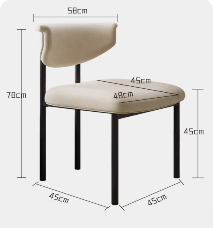 French cream style dining chair Nordic modern minimalist home white dining table back chair