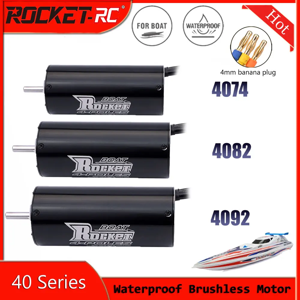 

ROCKET-RC 4074 4082 4092 Waterproof Brushless Motor for 1000mm(or Above) M41 Catamaran Spartan RC Fishing Boat Bait Ship Traxxas