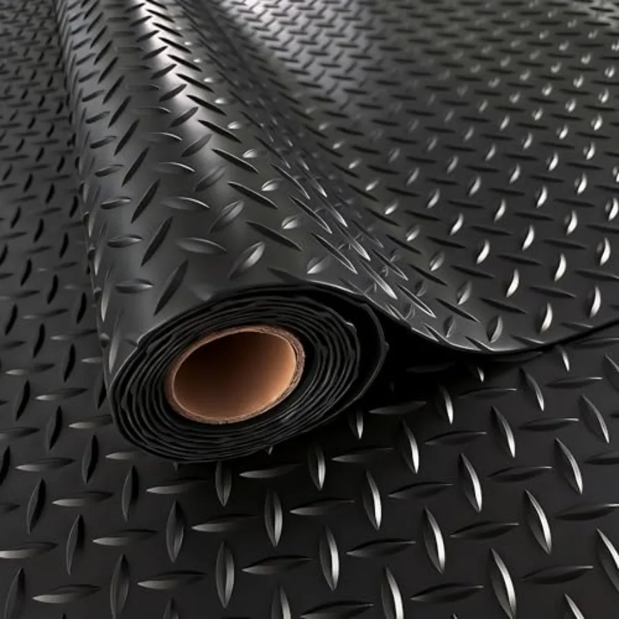 

Garage Floor Mat, 2.8mm Thickened PVC Diamond Plate Garage Mat with 20PCS Tapes, Rubber Flooring Rolls for Under Car, Non-Slip