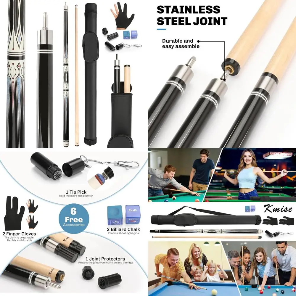 

Professional Maple Pool Cue Stick Kit with Hard Case, 58-Inch Billiard Cue for Adults - Ideal for Skilled Players and Competitiv