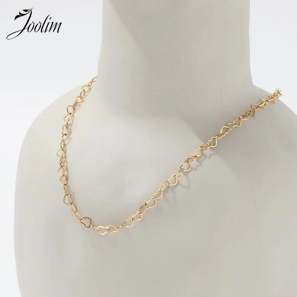 Joolim Jewelry Pvd Wholesale Waterproof Fashion Love Heart Link Chain Stainless Steel Necklace For Women