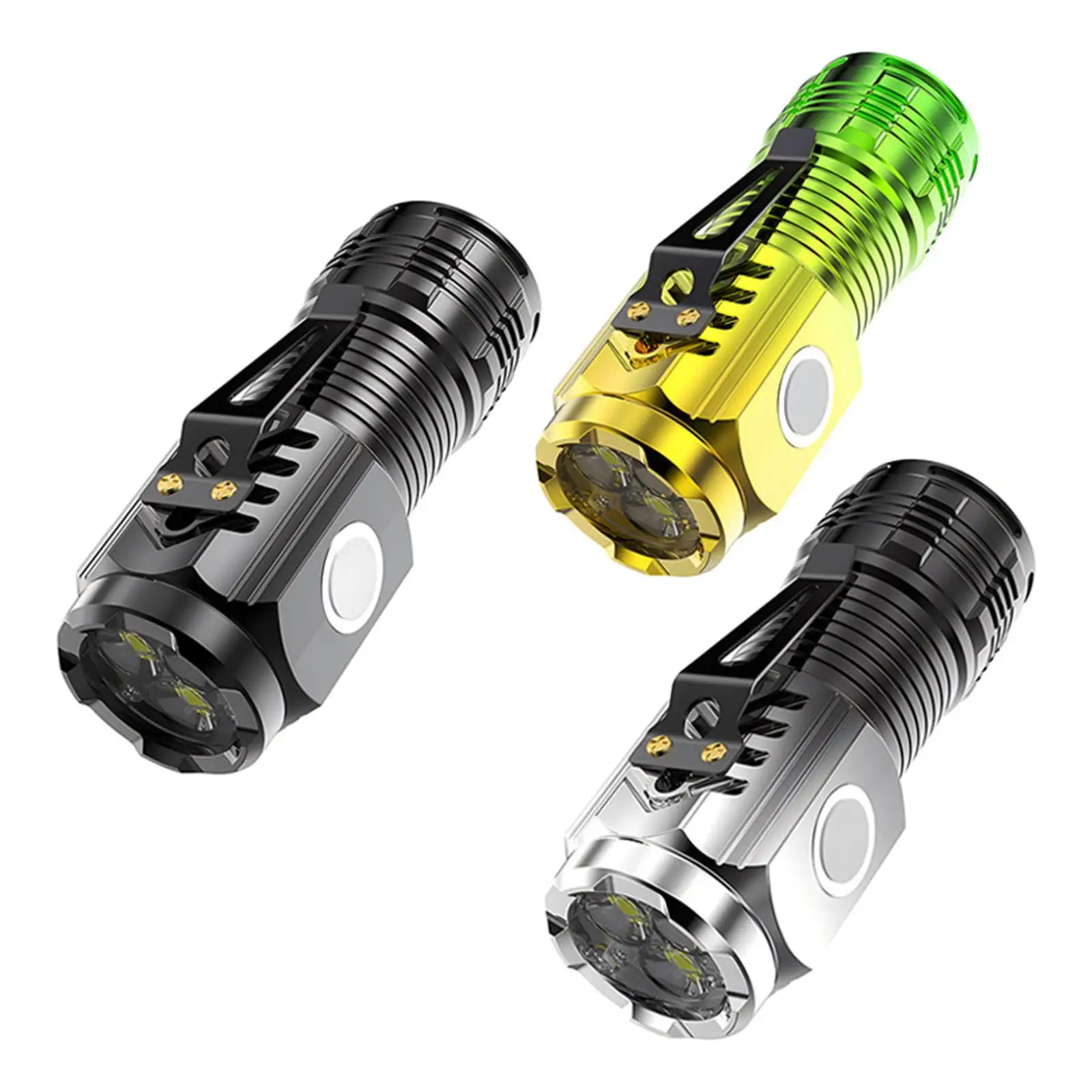 LED Flashlight 5 Modes Handheld Flashlight Three Eyes Mini Flashlight for Emergencies Night Cycling Hiking Climbing Power Cuts