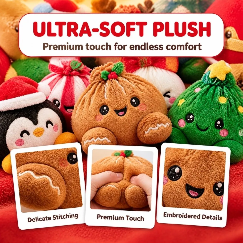 Soft Plush Stuffed Dumpling Squishies Stress Relief Fidget Giant Christmas Dumpling Pillow with Steamer Stuffed Steamed Bun Toy