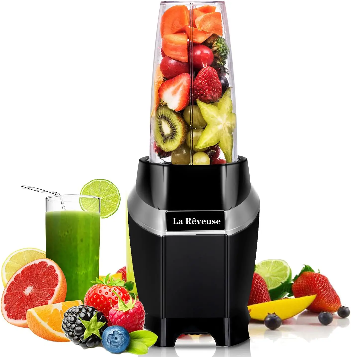 

Personal Blender for Shakes and Smoothies 1000 Watts with 24 oz BPA-Free Portable Travel Bottle,Dishwasher Safe (Black)