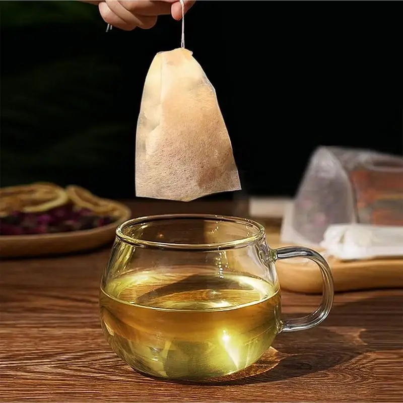 

Tea Bag 200Pcs Teabags Biodegradable Paper Drawstring Eco-Friendly Filter Empty Tea Bags Loose Leaf Powder Herbal Medicine