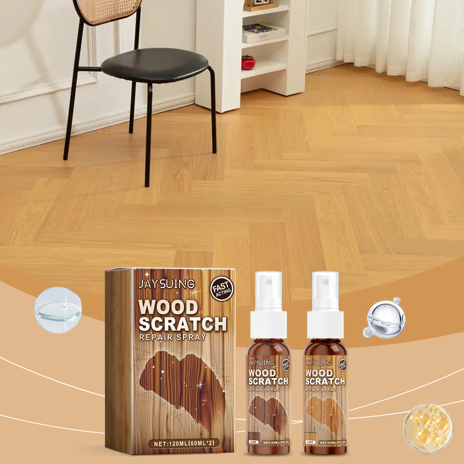 Краска для ремонта пола мебели Восковая краска для мебели Деревянный стол Пол Дополнительный цветной спрей Быстродействующий спрей для ремонта царапин