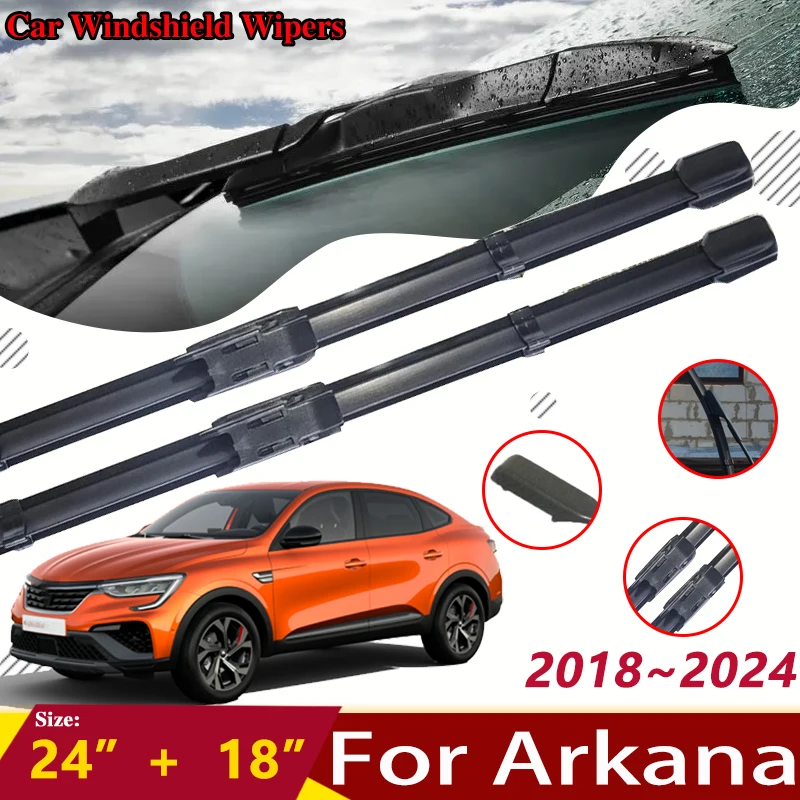 For Renault Arkana 2018~2023 2024 Front Wiper Blades Cutter Window Windshield Windscreen Cleaning Brushe Washers Car Accessories