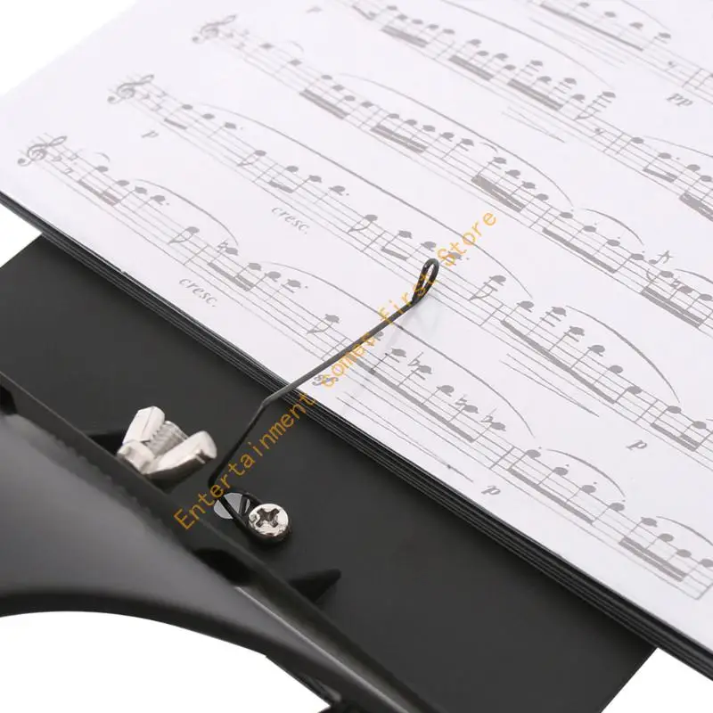 Flute Lyre Music Reading Holder with Arm Strap, Black Adjustable Forearm Folder and 5 Sleeves for Band Rehearsal, Outdoor Use