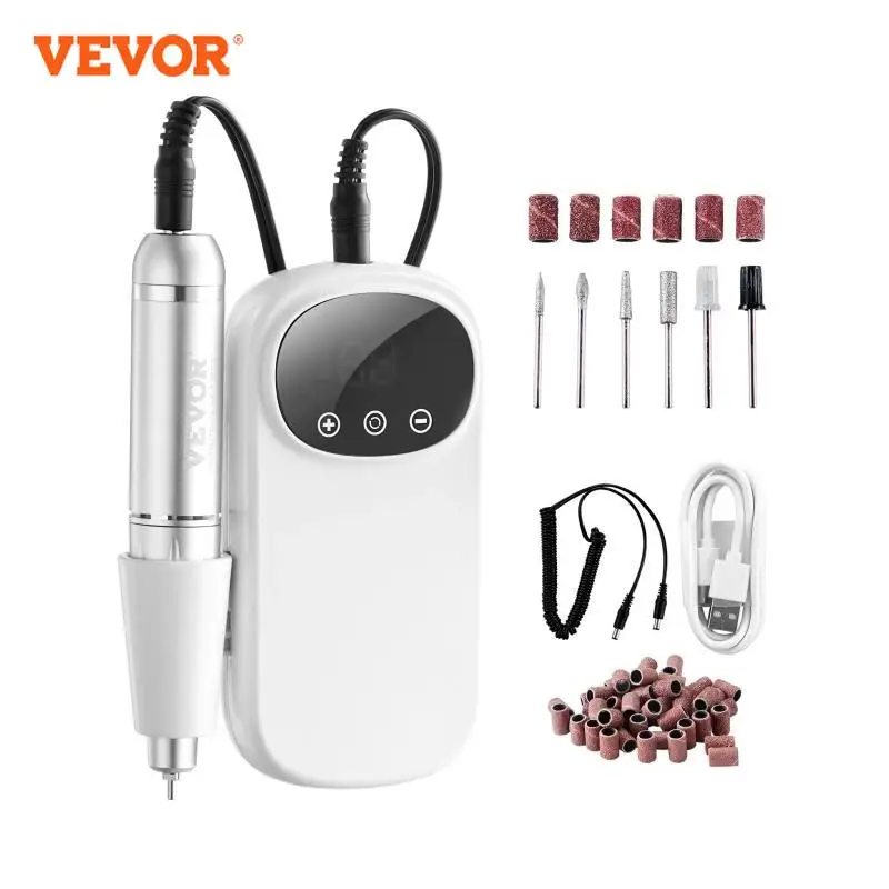 VEVOR Electric Rechargeable Nail Drill 35000/4000RPM Portable Cordless Nail E File Machine for Manicure Pedicure Carve Polish