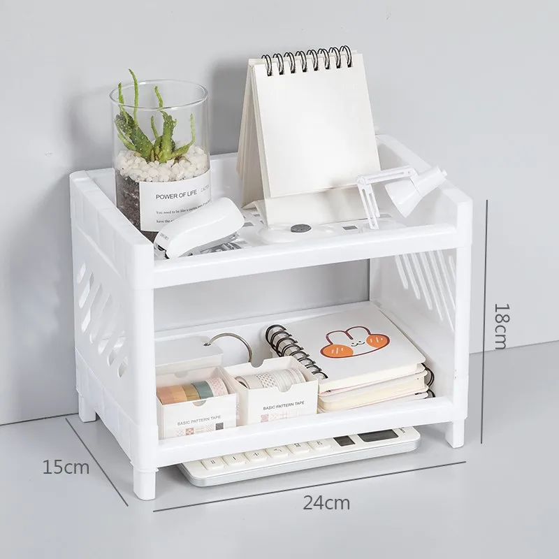 NEW Multifunctional Shelves Double-layer Storage Shelf Desktop Storage Rack Plastic Desk Shelves Cosmetic Sundries Organizer