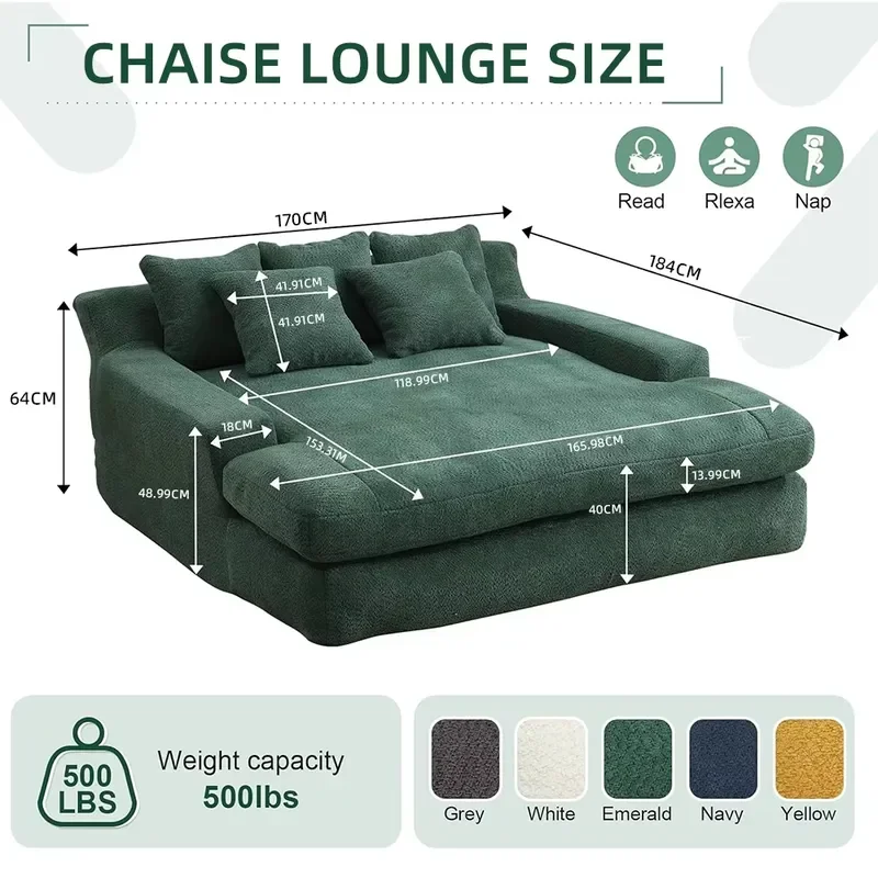 for Living Room Apartment Office Oversized Lounge Chair Soft Fabric Single Sofa Chair with Pillows and Wide Armrests