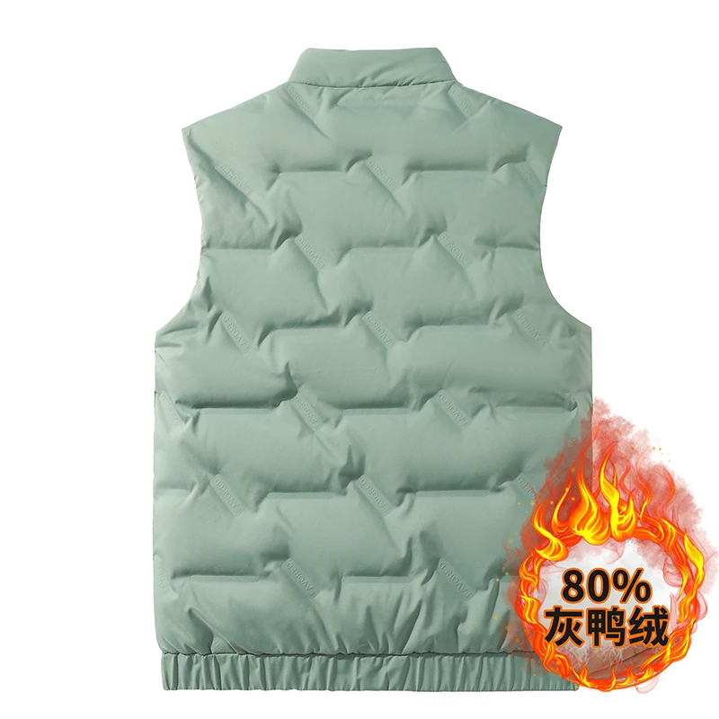 Chaqueta de plumón de pato 80 live burst down para hombres y mujeres, chaleco grande, chaleco cálido sin mangas, chaqueta delgada de corte corto, Otoño e Invierno