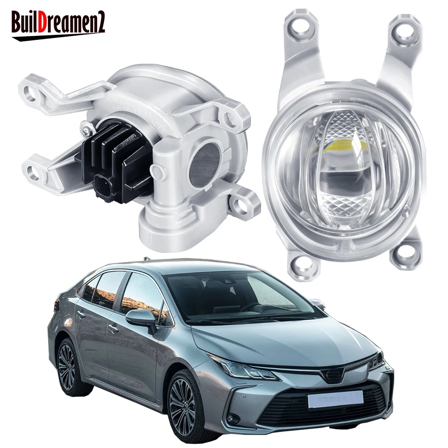 2 X Car Fog Light Assembly For Toyota Corolla Hatchback Cross Sedan 2019-2022 11.6W LED Lens Fog Driving Lamp DRL 1160LM 12V