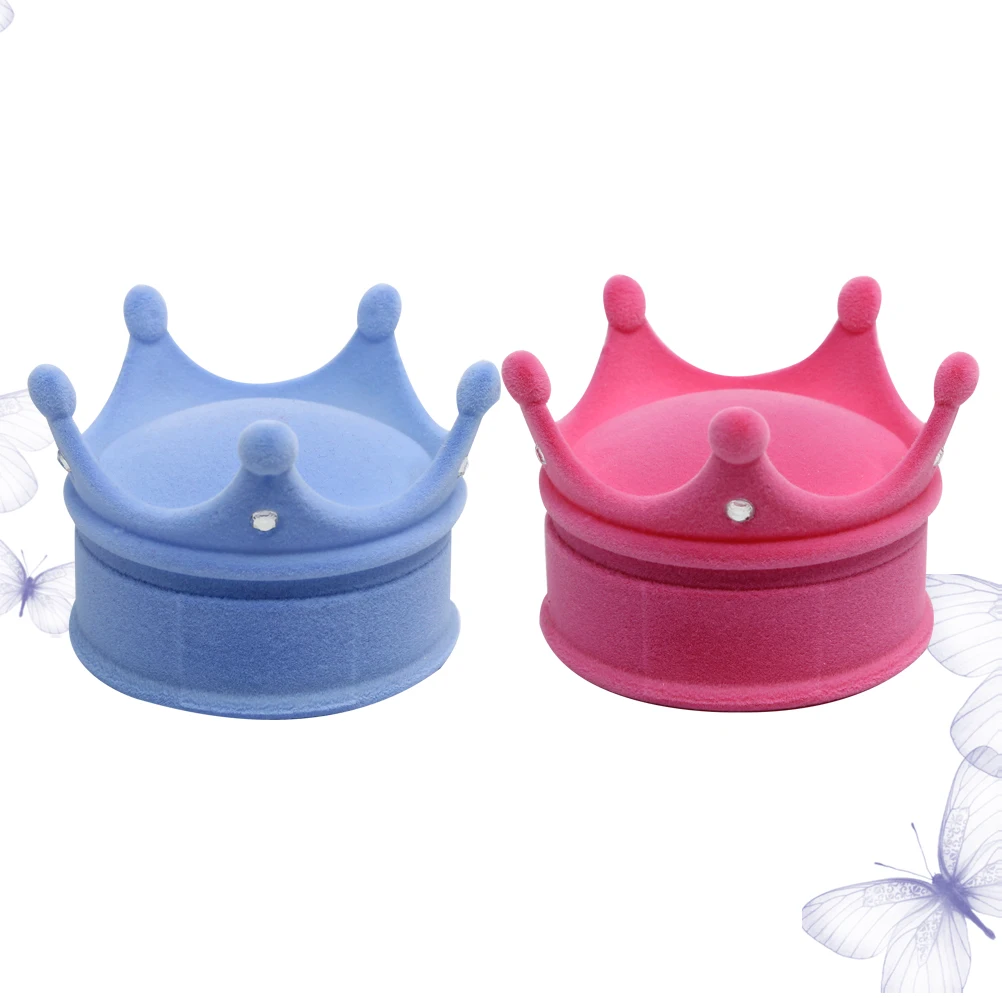 

2 шт. шкатулка для драгоценностей в форме короны, компактный шикарный футляр для хранения колец, легкий подарочный держатель для свадьбы, Дня святого Валентина