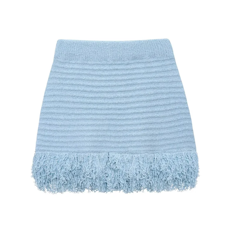 

Women's Tassel Hollow Knit Short Skirt-A55G