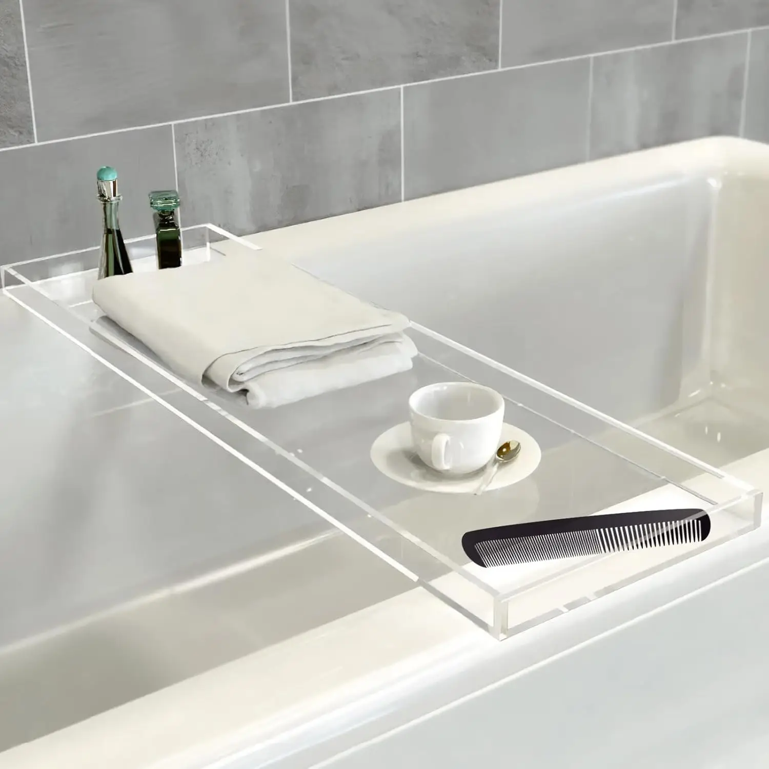 

ylic Bathtub Tray, Clear Bath Tray, Bath Caddy Rack Tray For Luxury Elegant Tub, 32.28In Bathroom Caddy Tray Fits All