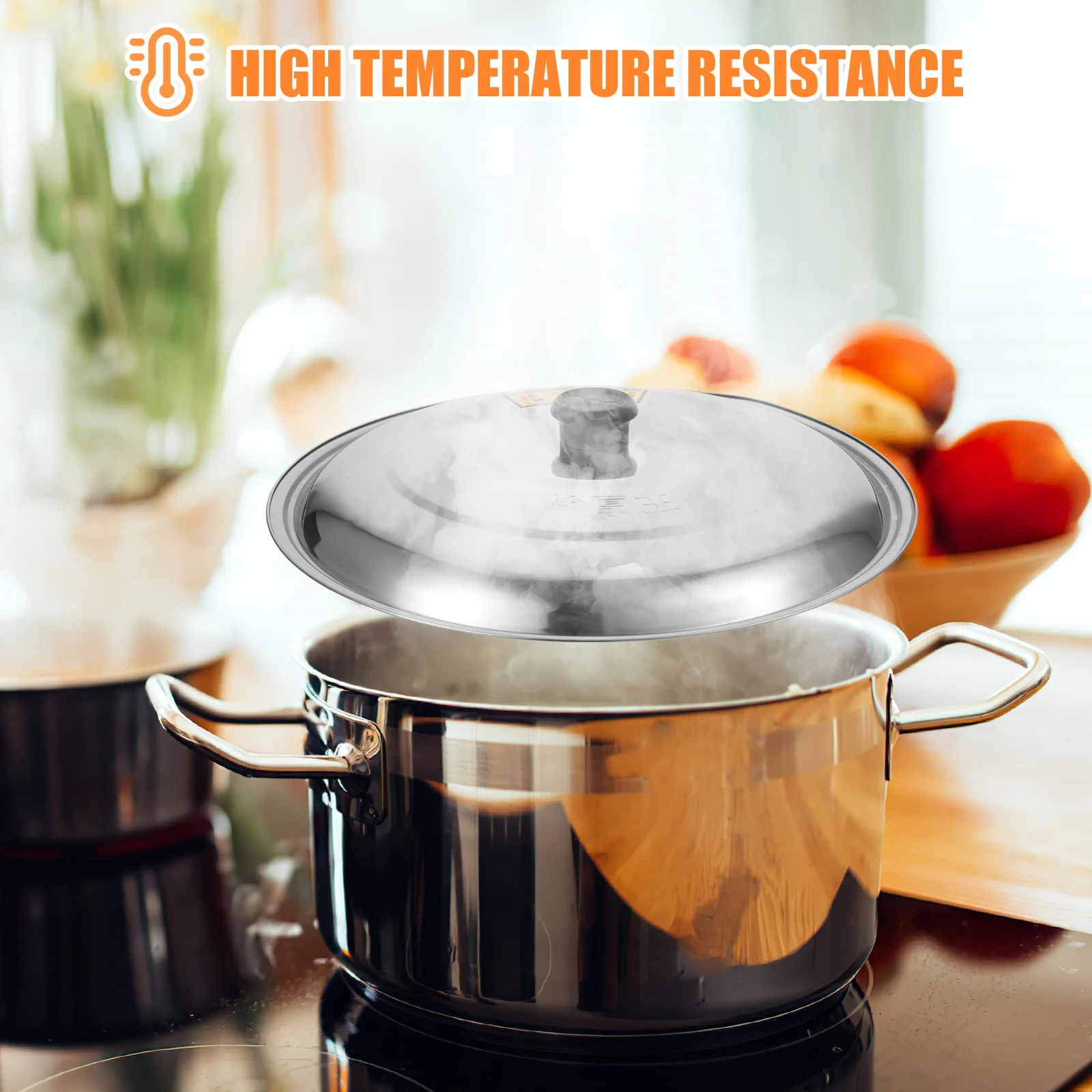 

Stainless Steel Pot Cover Round Multi-Function Lid For Pan Wok Soup Pot Kitchen Cooking Non-Slip Handle Household