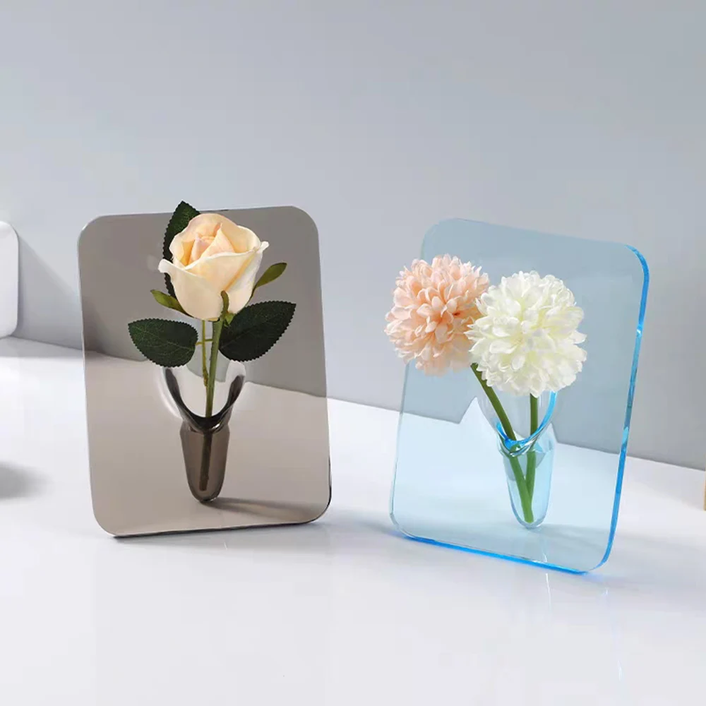 20 × 15 cm Kreative Kunst Acryl Foto Rahmen Vase Hydrokultur Blume Anordnung Gerät Transparente Vase Hause Dekoration Ornamente