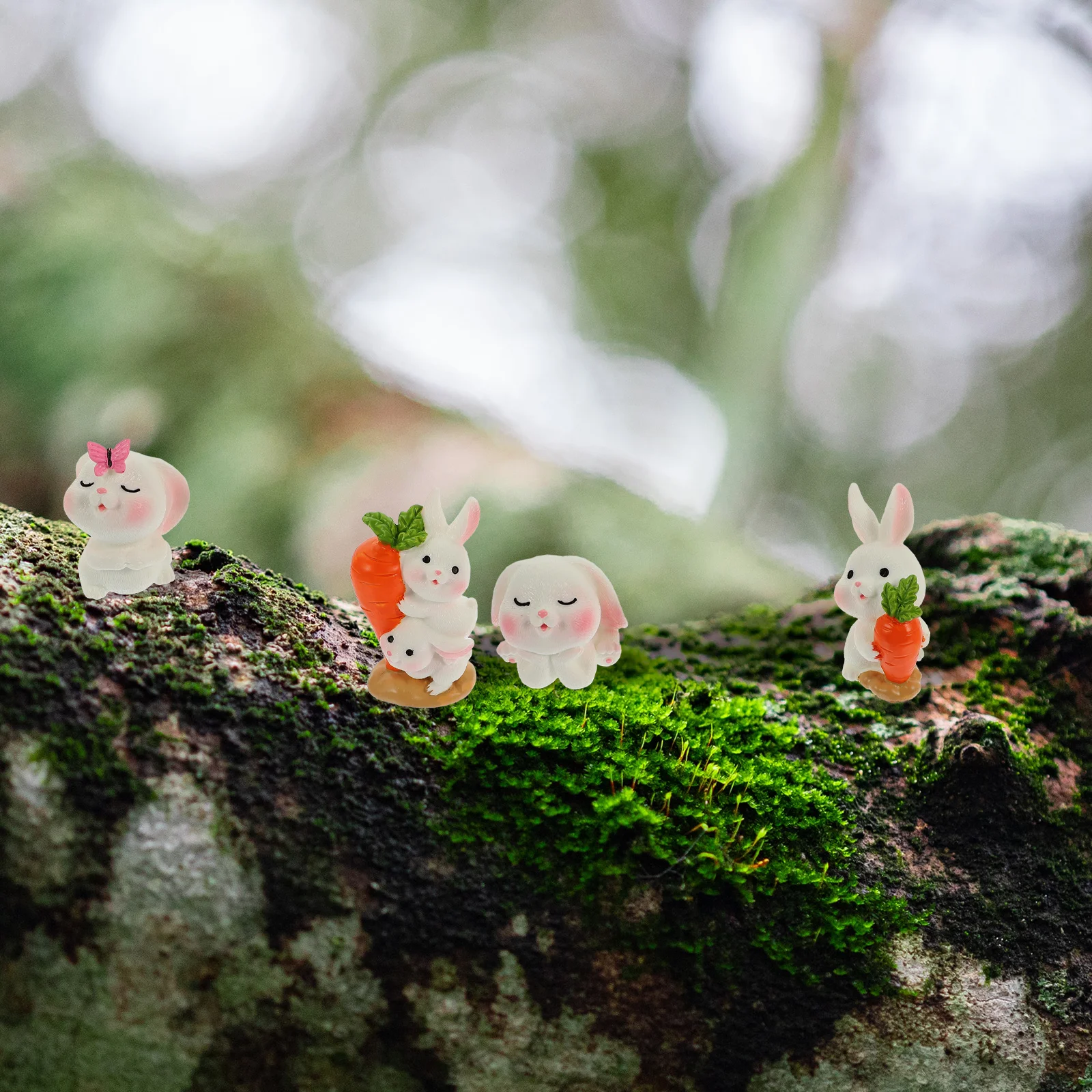 

7pcs Miniature Rabbit Figurines Resin Mini Bunny Decorations Cartoon Bunny Decorations for Lawn Garden Micro L Tiny