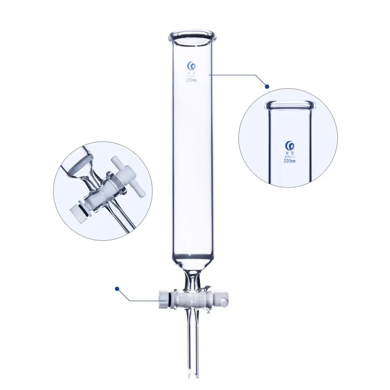 Laboratory Glass Open Type Glass Chromatography Column with Sand Core Filter Column Adsorption Column