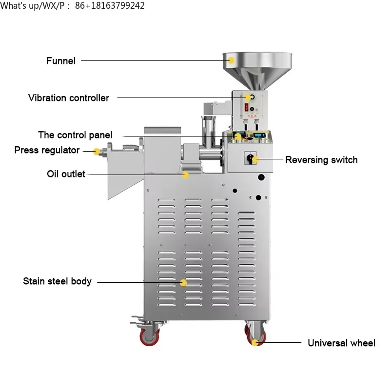 

15-25kg/h Hot Cold Oil Extractor High Yield Frying Equipment Commercial Intelligent Electric Stainless Steel Oil Press Machine