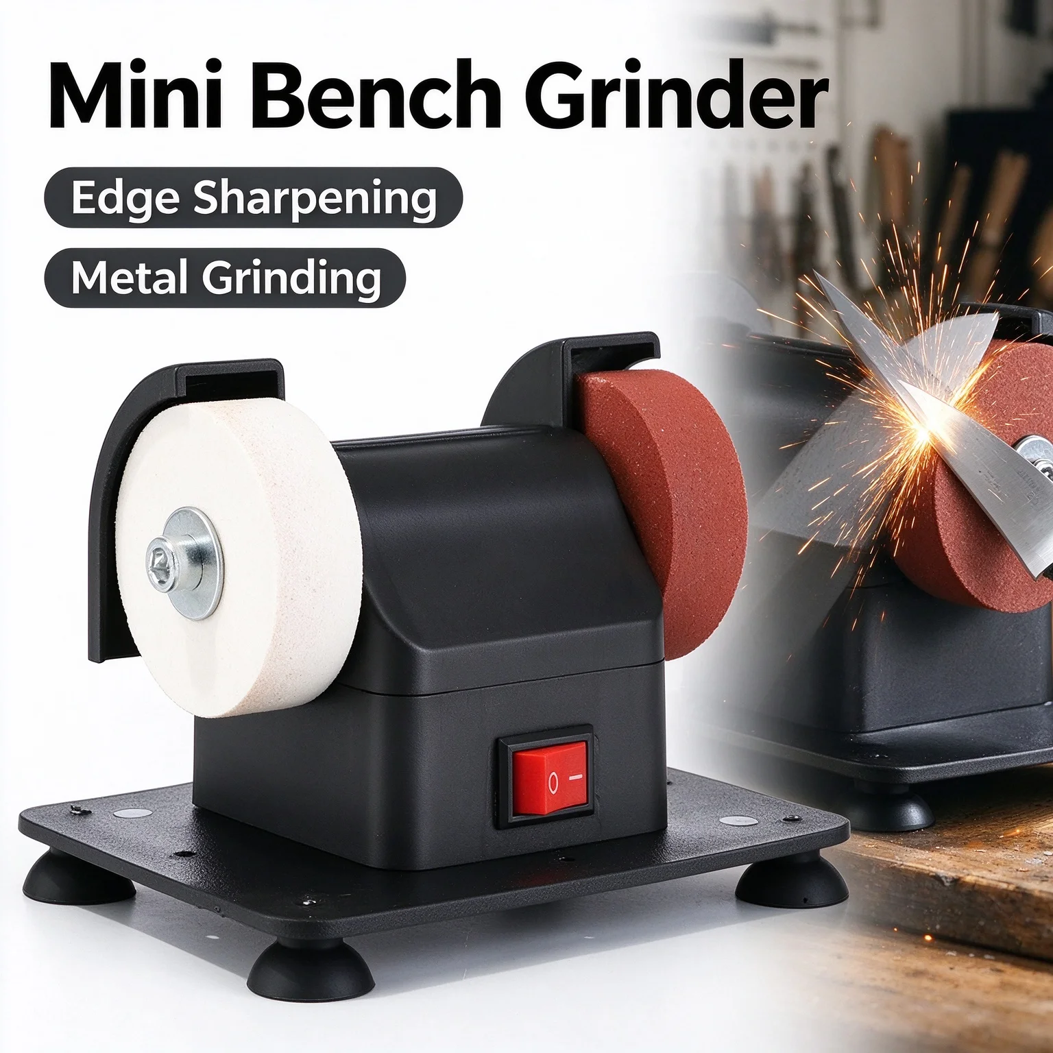 Tabletop Grinding Polishing Machine Mini Bench Grinder Speed Adjustable Household Grinding Wheel Machine Knife Sharpener