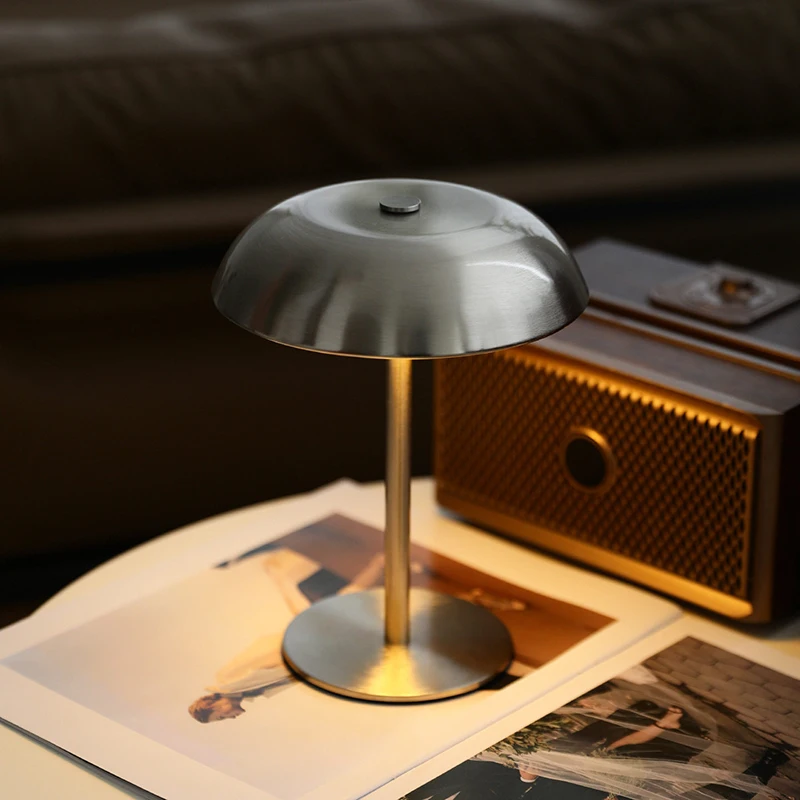 Cute Mushroom Table Lamp, Touch Control 3 Colors Dimmable, Cordless Rechargeable LED Bedside Lamp for Home Decor Gift view 2