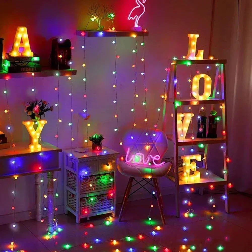 Waterproof Crystal Ball LED String Lights Battery Powered 8 Modes Fairy Lamps for Outdoor Christmas Garden Patio Tree Decoration