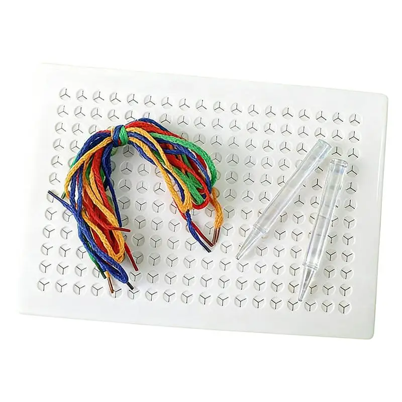 Bambini fatti a mano fai da te bordo da infilare giocattolo da infilare corda colorata corda puzzle giocattoli fai da te punto griglia disegno con penne punto griglia