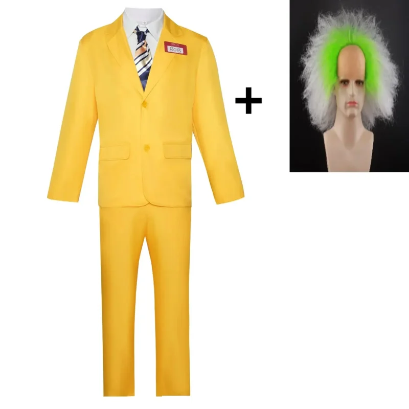 Disfraz de cosplay de película Bob uniforme amarillo con peluca de corbata para hombres disfraz de Halloween disfraz de carnaval ternox;2,f;5.n;
