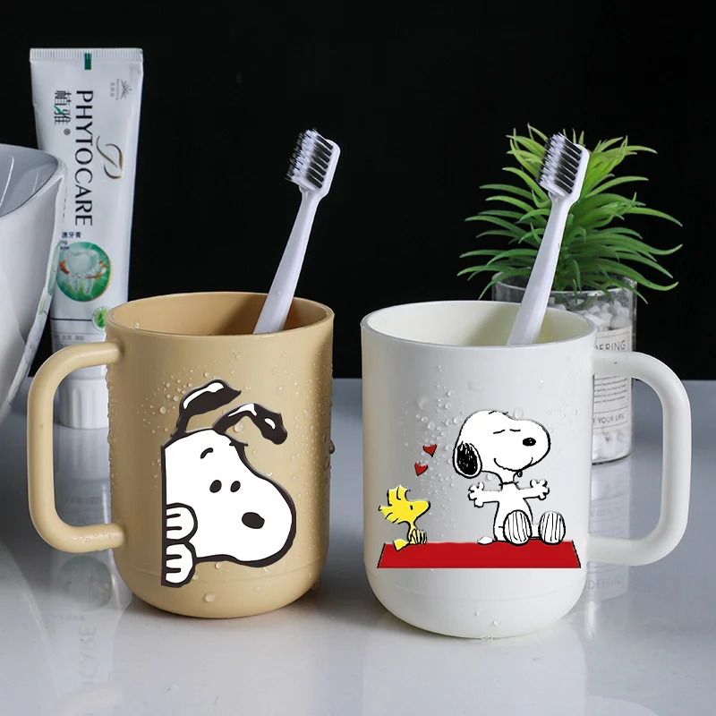 Snoopys Cute Mugs Anime Toothbrush Cup Women Cartoon Wash Mug Personality Bathroom Anti-fall Mouthwash Water Cups Birthday Gifts