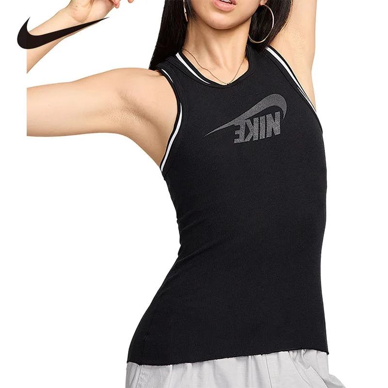 Nike 2PCS Womens Sports Suit Sleeveless Breathable Knitted Sports Tank Top and DRI-FIT Sports Shorts FZ1143-010+DH7161-010 view 5