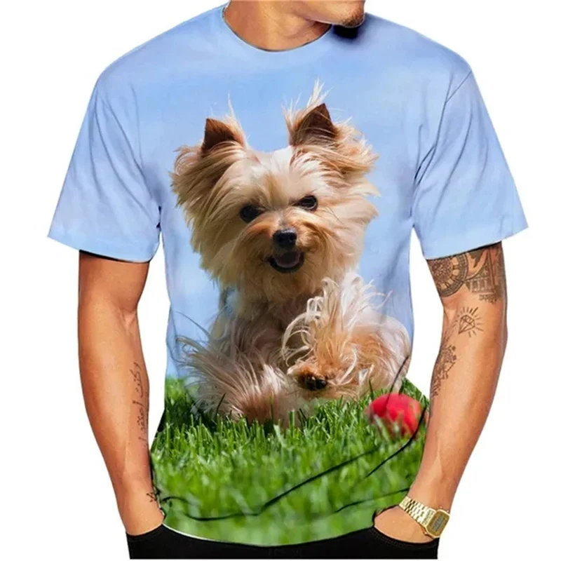 Yorkshire Terrier Pet Dog 3D Print T-Shirts Streetwear Men Women Fashion Short Sleeve O-Neck T Shirt Male Tees Tops Man Clothing