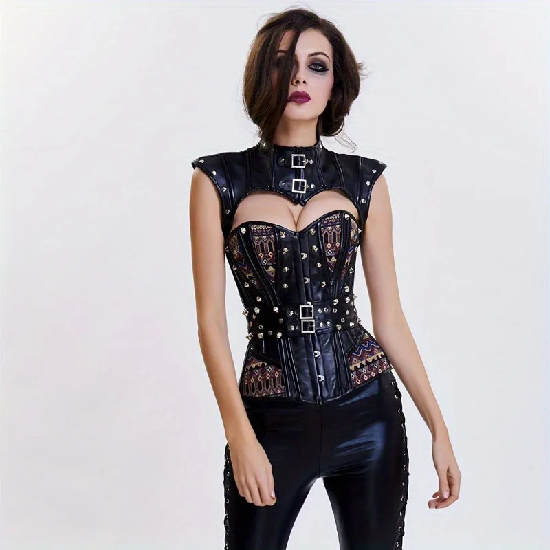 1PCS Rivet Double Buckle Bat Shoulder Sturdy PU Punk Neck Corset Knight Leather Multi-size Gothic Halloween Shoulder Accessory