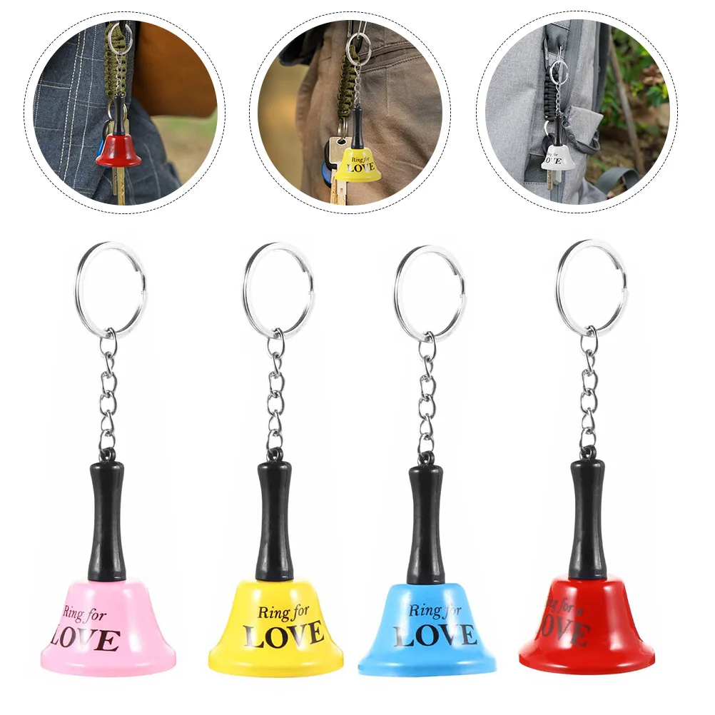 4 قطعة سلاسل المفاتيح جرس الإبداعية حجم صغير دائم المعادن مفتاح سلسلة الملحقات أنيق السفر جرس الحرف حلقات المفاتيح #1