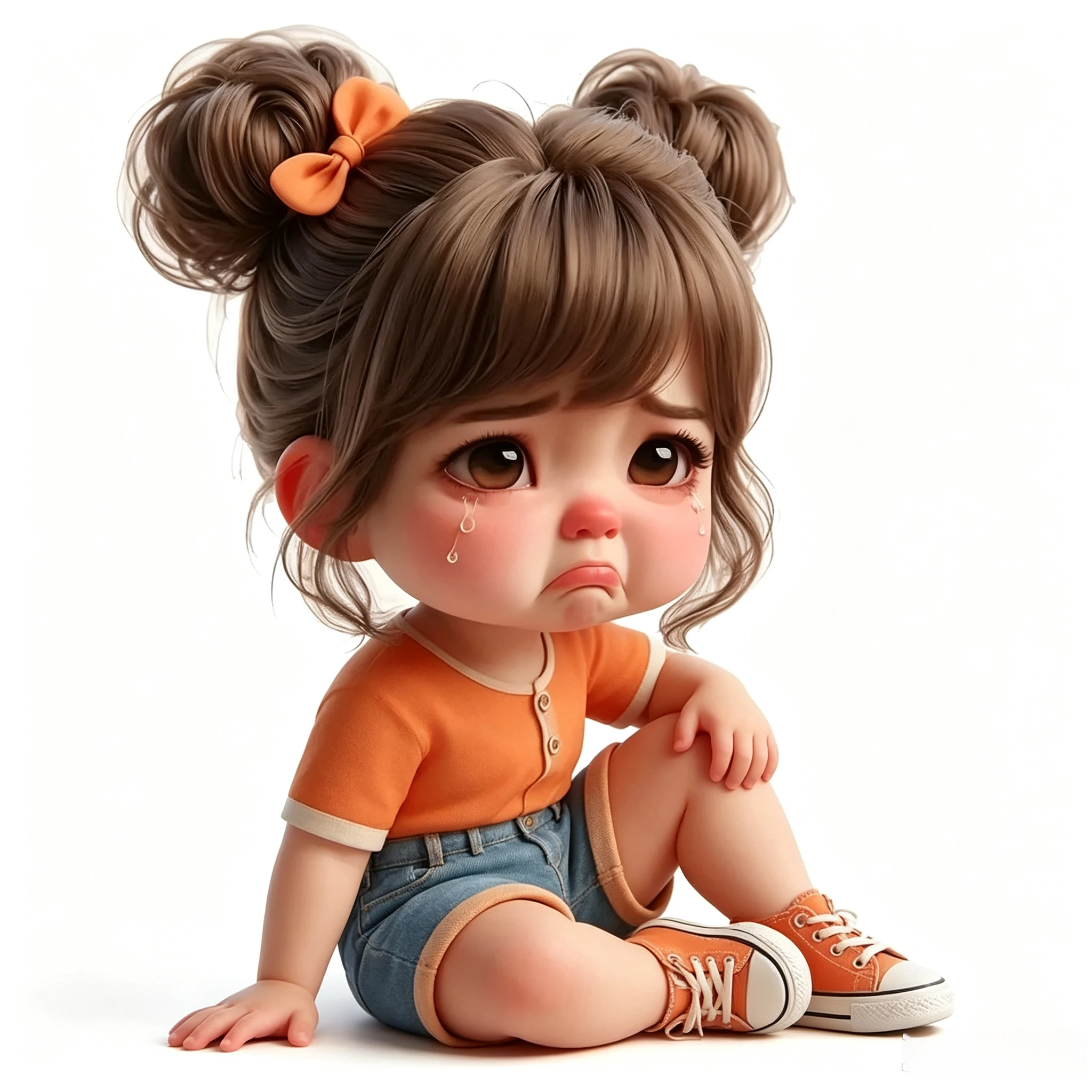 Sad Cute Girl Sitting with Tears Sticker, Waterproof Vinyl Decal for Motorcycle, Car, Laptop & Smooth Surface