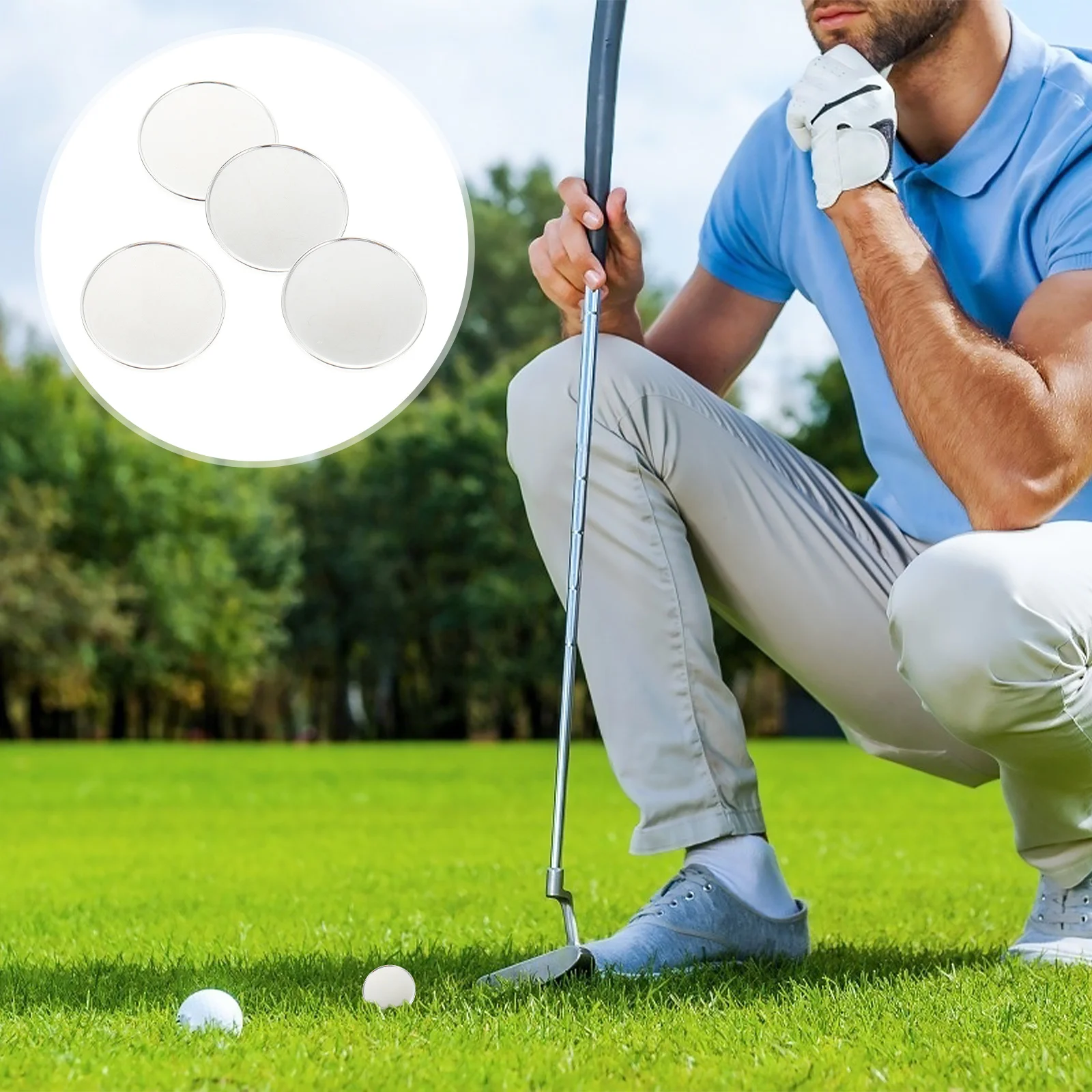 

4Pcs Golf Ball Position Markers Iron Sturdy Marking Tools Easy Carry Efficient Ball Positioning for Golf Golfs Position Markers