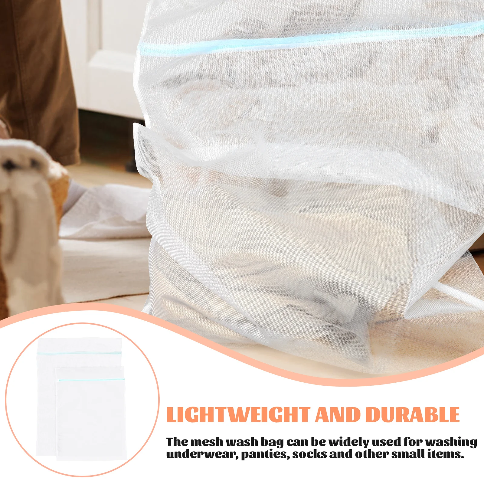 

2Pcs Fine Mesh Laundry Bag Clothes Storage Wash Bags for Travel Camping Polyester Reusable Zipper Mesh Bag Underwear Sock Panty