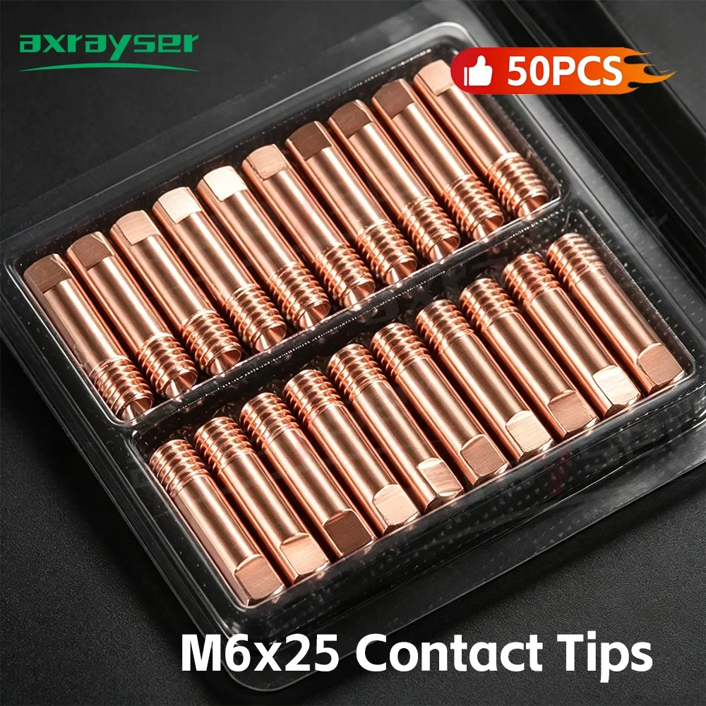 60/100Pcs MIG MAG GMAW M6x25mm Contact Tips MB14AK 15AK Contact Tips 11Series Tips E-cu Coated Tips for MIG MAG GMAW Parts
