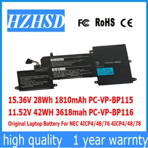 15.36 V 28Wh 1810 mAh PC-VP-BP115 11.52 V 42WH 3618 mAh PC-VP-BP116 Asli Baterai Laptop untuk NEC 4ICP4 / 48/76 4ICP4 / 48/78 HZ550 12 baterai laptop nec penjualan terbaik - №