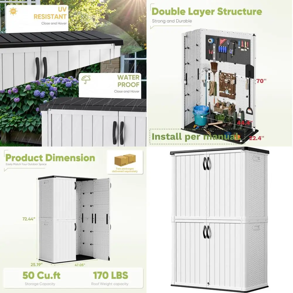 

Водонепроницаемый уличный шкаф длиной 50 футов — сверхмощное хранилище для патио, террасы и сада