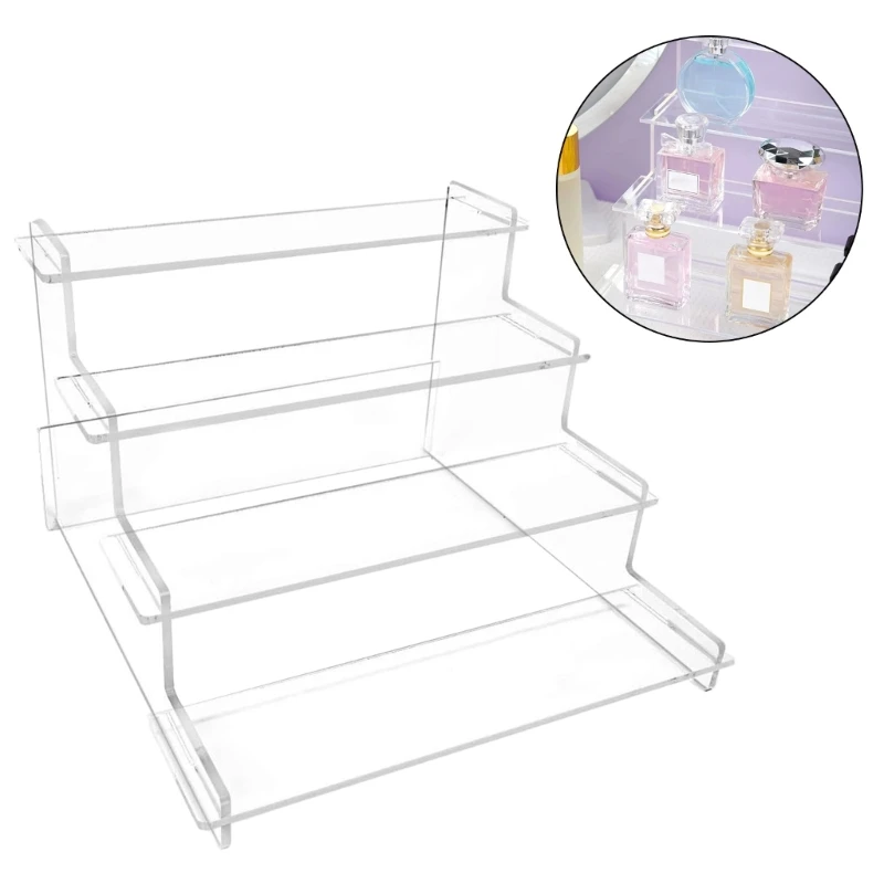 4 Tier Clear Display Risers Stand, Organiser, Plastic Organiser